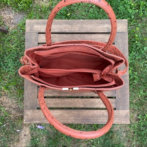 Grossi Burnt  Orange Textured Faux Leather Handbag - Picture 10 of 14